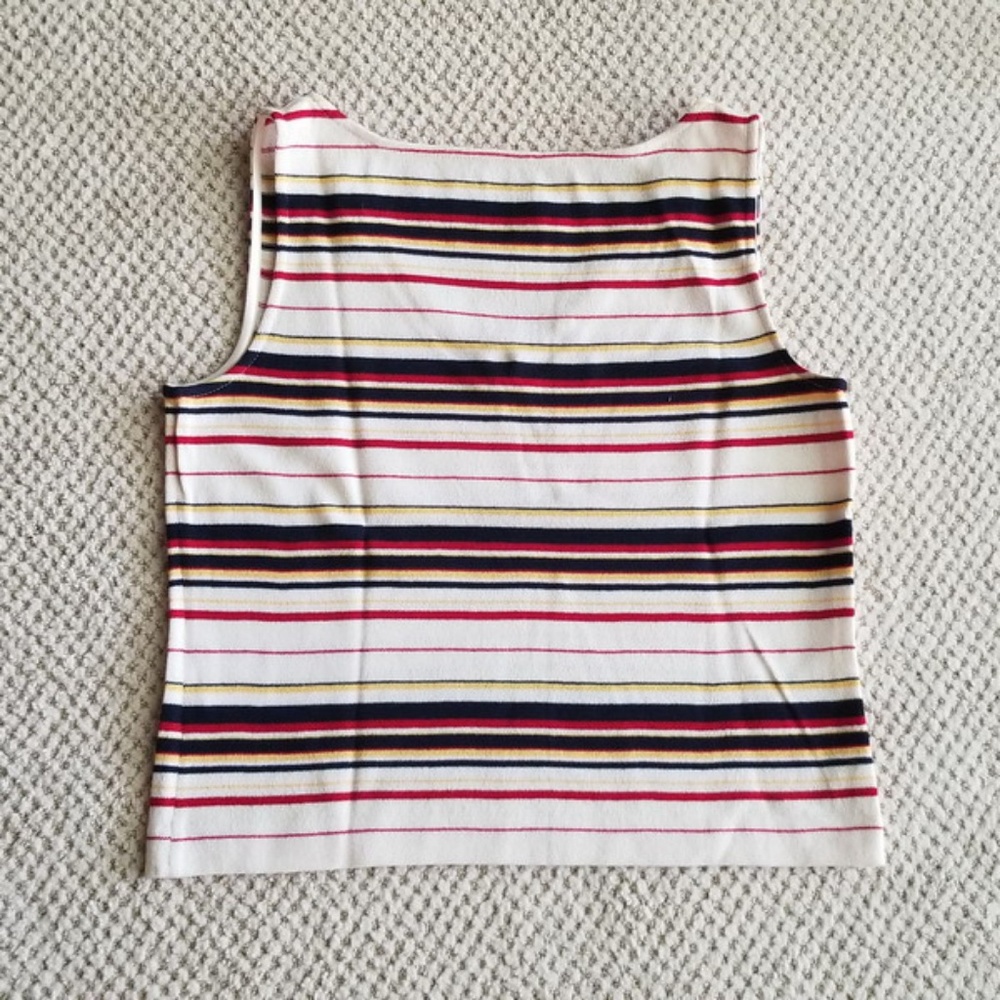 St. John White Knit with Multi Color Stripes